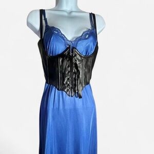 Elegant Vintage Royal Blue Slip Dress